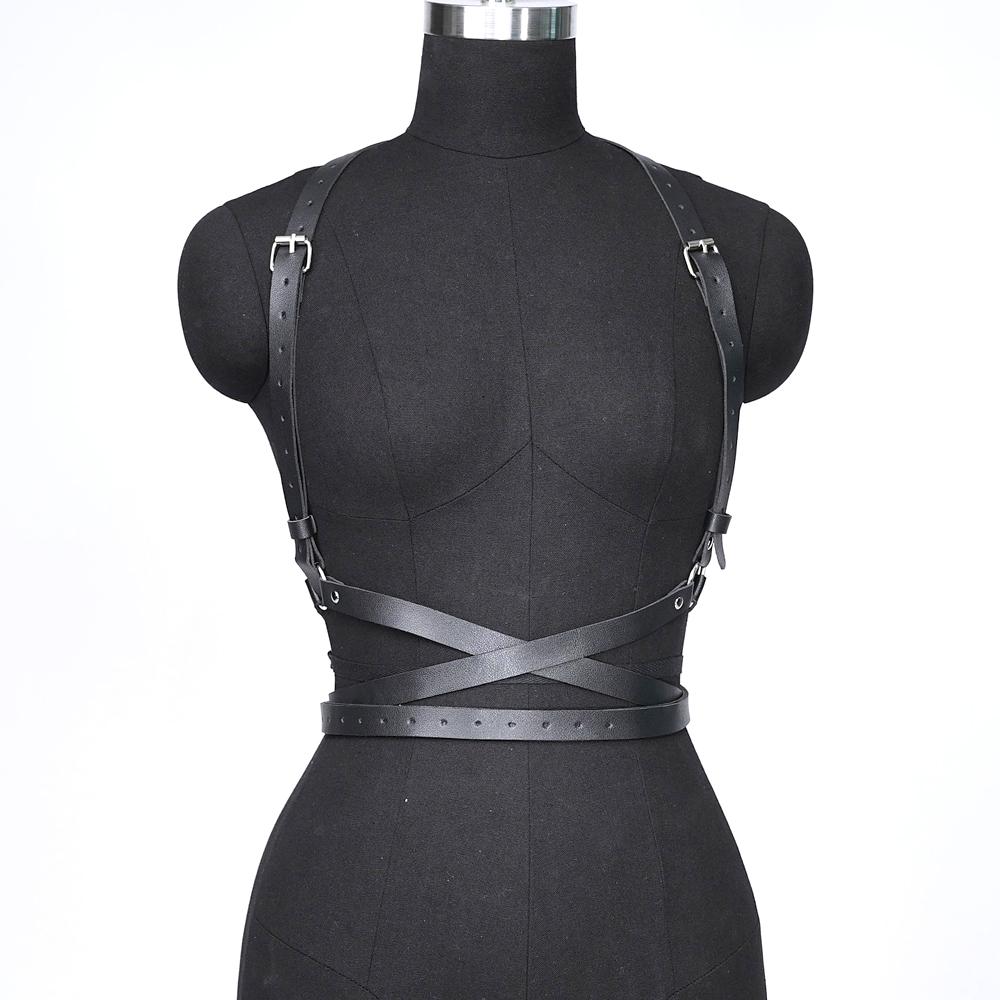 Pu Leather Fashion Chain Harness Belt Chest Harness Corset Bondage Lingerie Punk Gothic Lingerie Fetish Women Clothing