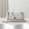 Charlies Damen Rautenketten-Rindsleder-Klapptasche - Lässige Einzel-Schulter-Crossbody-Tasche