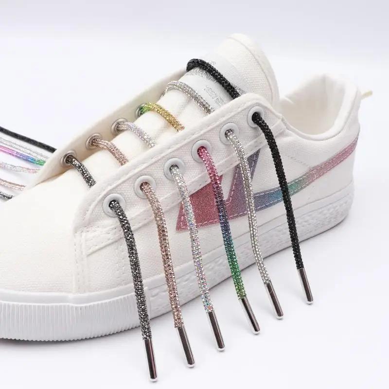 Luxury Rhinestone Shoe Laces Rainbow Diamond round Shoelaces for Sneakers 100/120/140/160CM DIY Strings 1Pcs