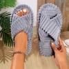Open-Toe Women's Maternity Slippers, Autumn & Winter Thick Soft Sole Warm Plush Single Band Slides for Indoor & Outdoor Use