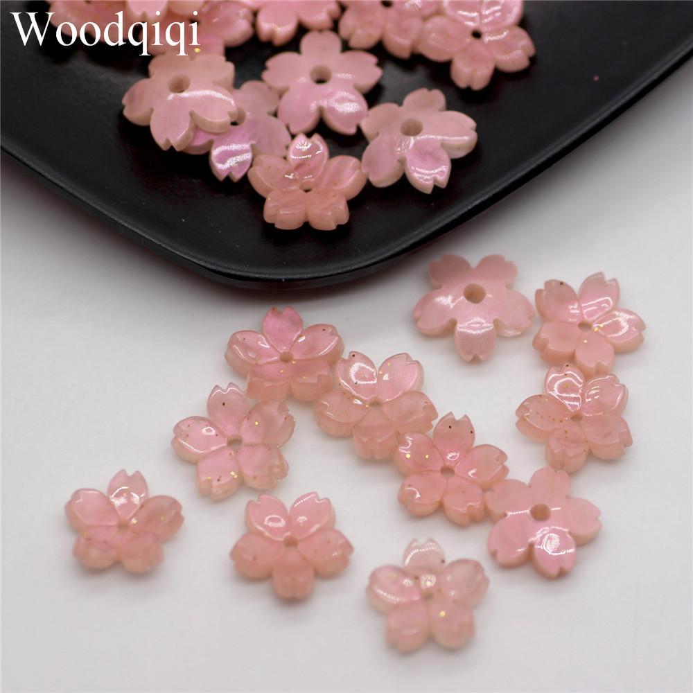 20PCS 10mm DIY Jewelry Making Starry Color Craft Loose Spacer Beads 3D Sakura Petal Flower Delicate Jewelry