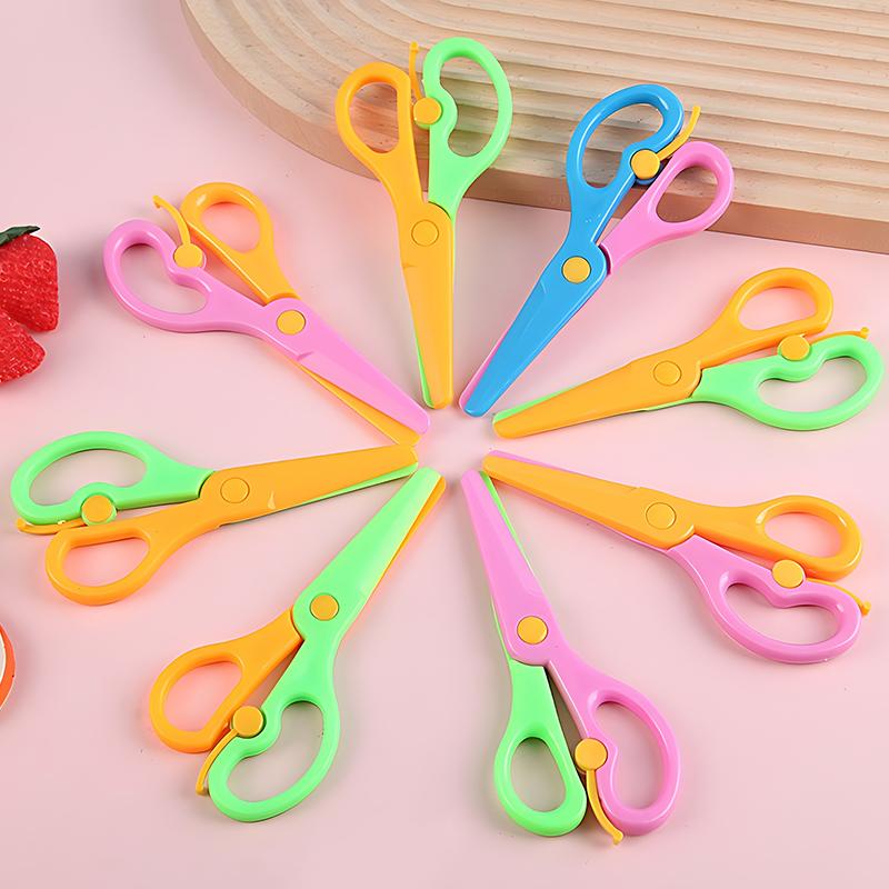 Plastic DIY Scissors New Handmade Supplies Round Head Safe Scissors Office School Students Artclass Stationery Cuttings Tool ZYF