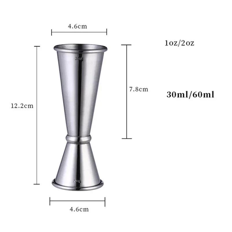 15-60ml Dual Shot Cocktail Bar Stainless Steel Mixing Set Family Bar Party Accessories Club Double-head Alcohol Measuring Cup