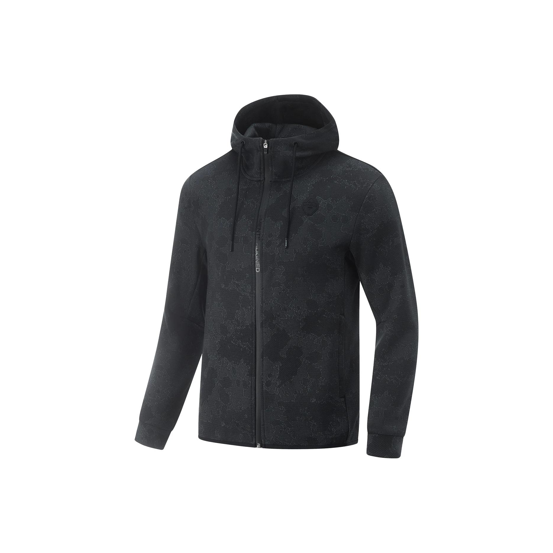 

Серия фитнеса Li Ning Толстовка на молнии с капюшоном Удобная Универсальная С принтом по всей поверхности Повседневная Простая Спортивная толстовка Мужские толстовки AWDU549-1 M