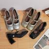 2025 summer new Mary Jane woven single shoes women wear high-end temperament single shoes women thick heels are not tired