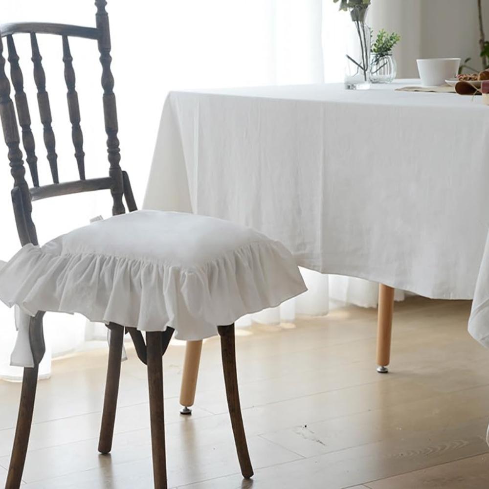 4er Pack Stuhlkissen Rüschen Stuhlkissenbezug, 100% Baumwolle Boho Überzug Geeignet für Wohnzimmer Esszimmerstuhl Kissen, Stilvolle Sitz- und Rückenkissen