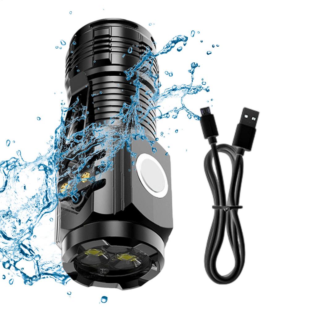 Mini LED Flashlight Rechargeable Bright Waterproof Light Work Flashlight With Clip And Magnetic Base For Camping Hiking Running