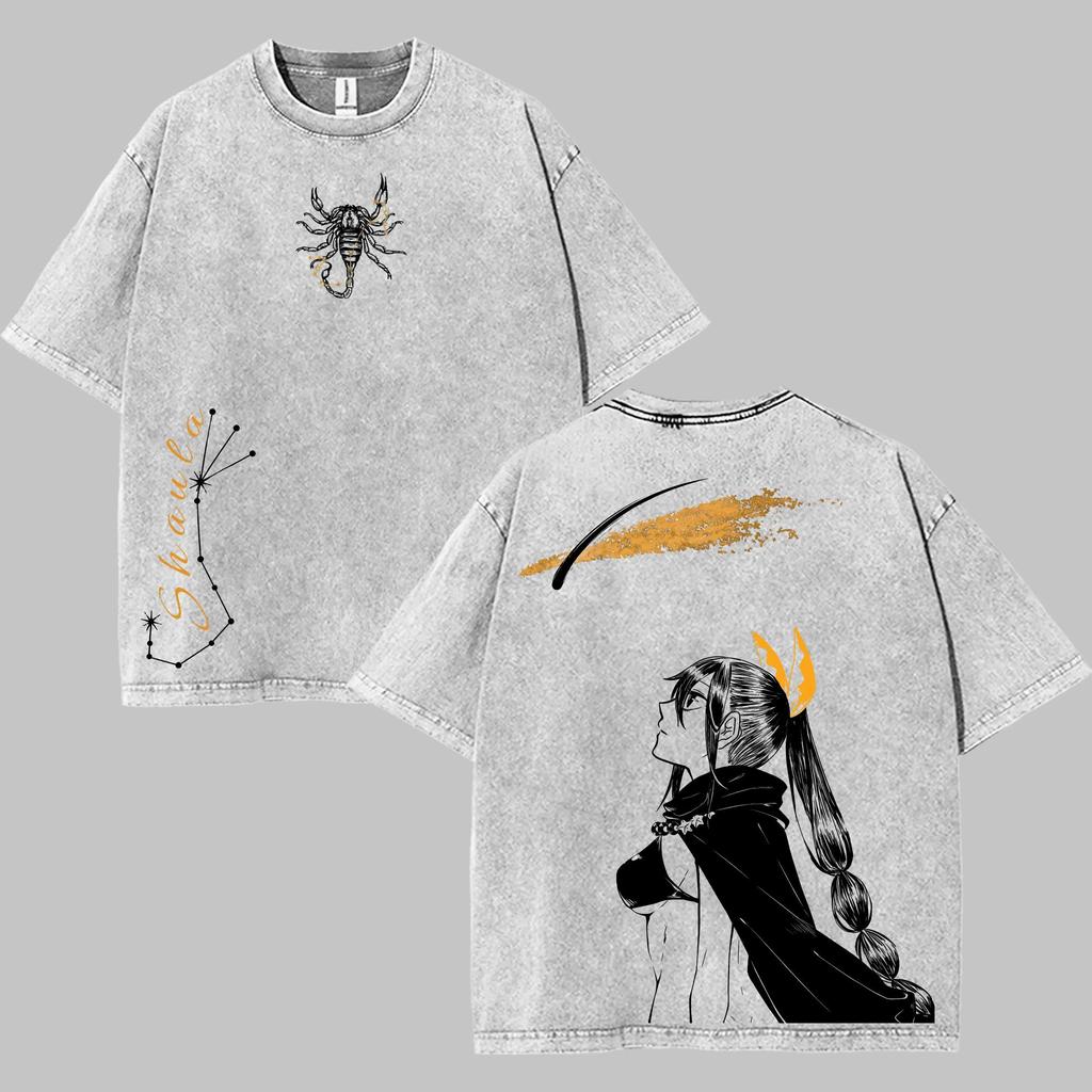 Re Zero Shaula Clothing Men Women Short Sleeve Tshirts Washed Cotton Tee Vintage Oversized T-shirt Casual Anime Streetwear