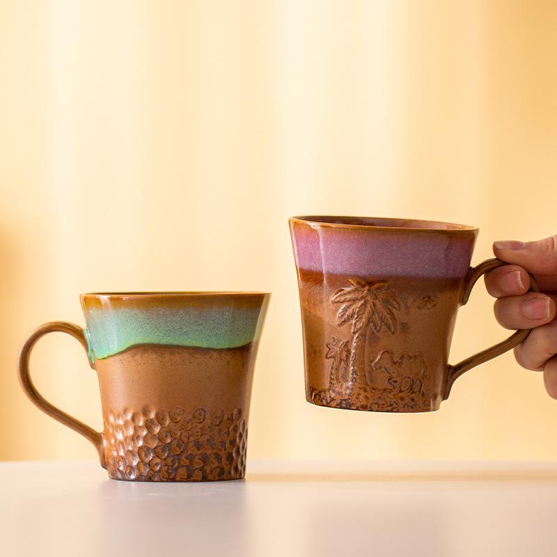 Retro Ceramic Mug: Japanese Kiln-Fired Coffee & Tea Cup