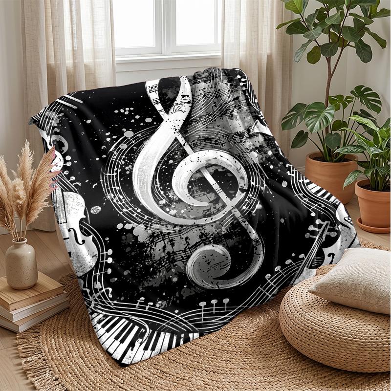 Music Notes Harmony 2 Theme blanket Lightweight Warm Flannel Blanket Decorative Throw Blanket for Home Decoration