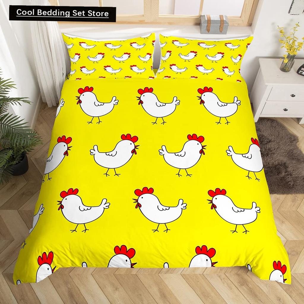 Uroczy kaczor król królowa poszwa na kołdrę kreskówka biała gęś zestaw pościeli zabawny wiejski zwierzęcy poszwa na kołdrę poliestrowa poszwa na kołdrę