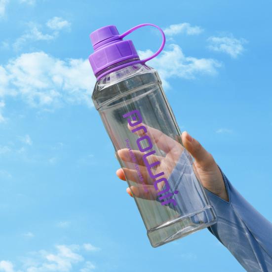1000ml Sports Water Bottle with Handle Large Capacity Leak-proof Shaker Cup Portable Drinkware Transparent Outdoor Running Cycling Travel