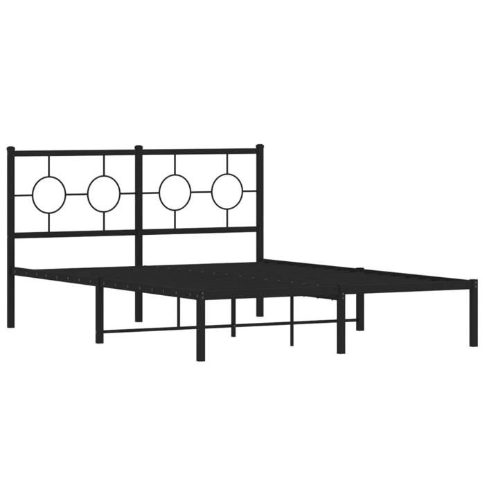 VidaXL Metal Bed Frames with Headboard, Double Bed with Slat Base, Adult Bed with Footboard, Bedroom Furniture, 376226