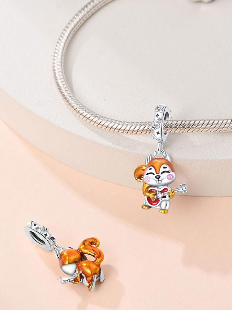 Charm Plata Copper Colors Autumn Owl Squirrel Bead Charms Pendants For Genuine Bracelets For Women DoItYourself Jewellery Love Gifts