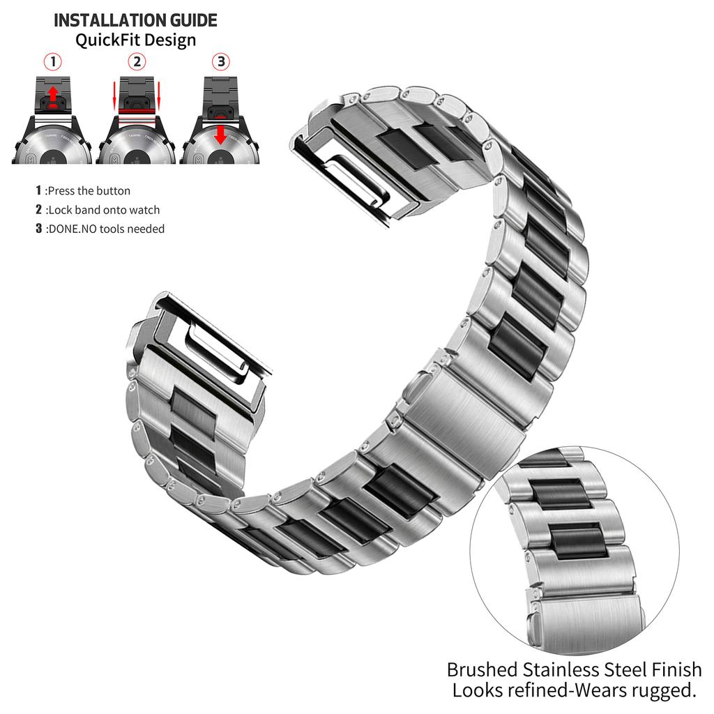 Cinturino in Acciaio Inossidabile da 22/26mm per Orologio Garmin Fenix 8 7 7X Pro 6 6X 5 5X Plus Cinturino per Tactix 8 Descent G2 G1 Mk3i Mk2i Mk2