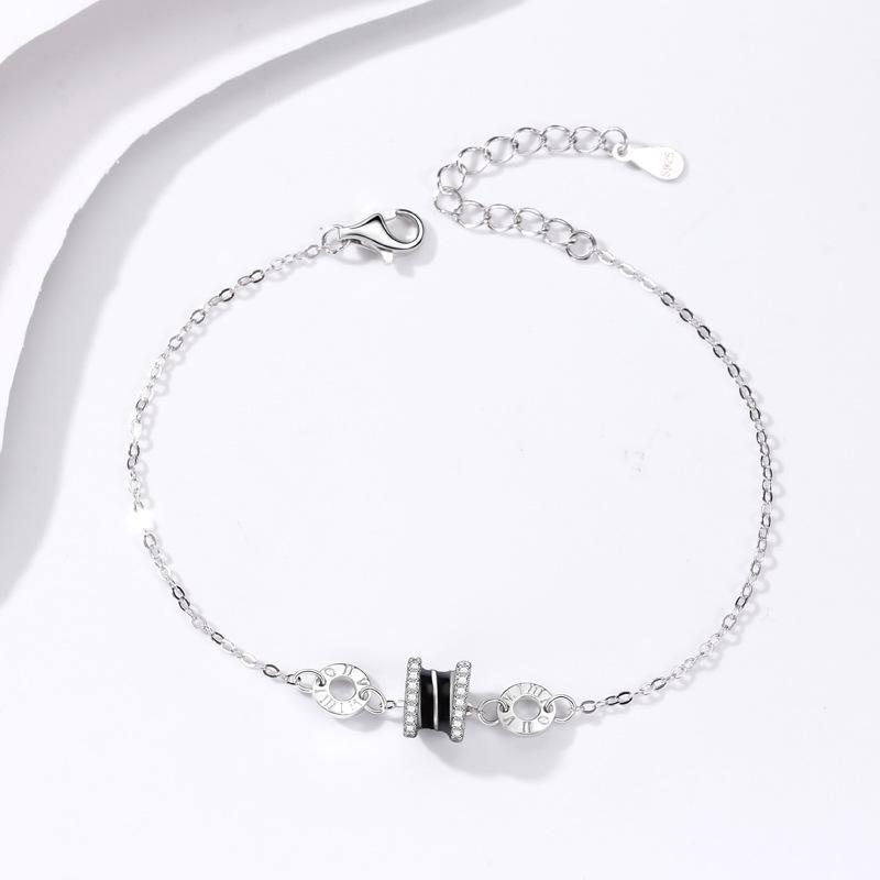 Korean Resin Inlaid S925 Sterling Silver Rose Gold Bracelet for Women S925 Silver