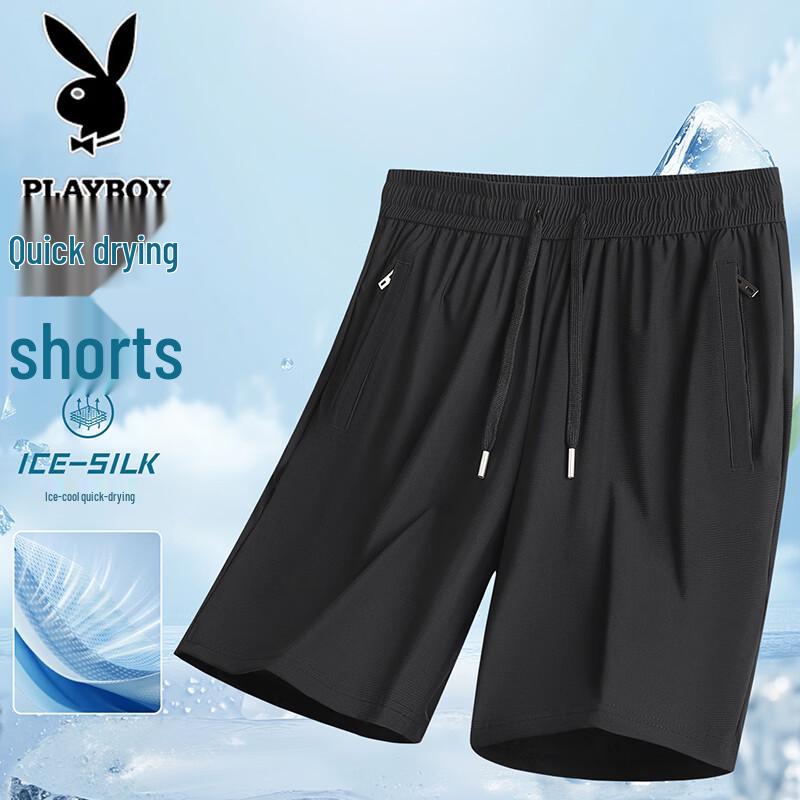 PLAYBOY Men s Summer Quick-Dry Casual Shorts 4XL чёрный