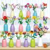 Compatible Lego Small Rose Building Block Bouquet with Vase - Creative Flower Branch Assembly Toy Gift