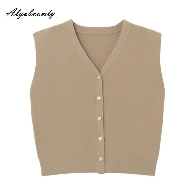 

Корейская мода весна-лето женский базовый жилет черный серый белый коричневый вязаный майка без рукавов повседневный свободный женский жилет One Size