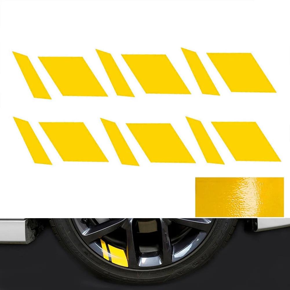 6Pcs Reflective Car Wheel Rim Vinyl Stickers Hash Mark Stripe Racing Wheel Hub Decals for Size 18" - 21" decorative sticker