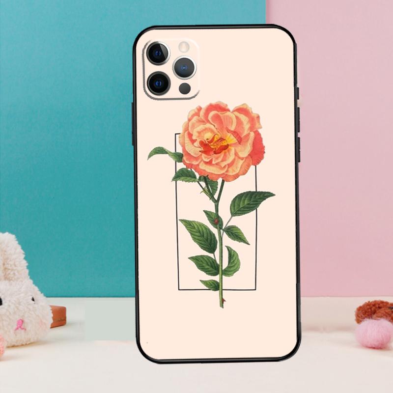 Aesthetics Flower Phone Case For iPhone 17 Air 16 15 13 12 11 14 Pro Max 12 13 mini 15 16 Plus 16e Cover Coque