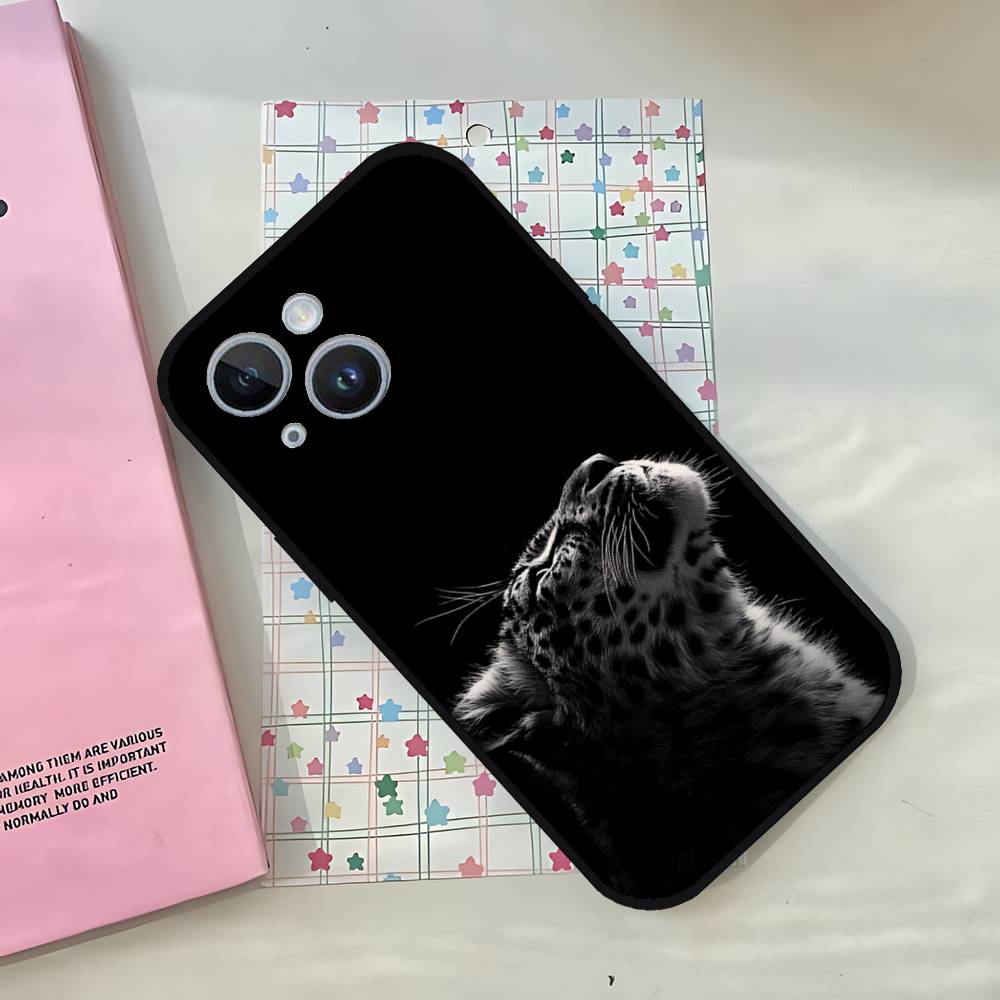 F-Ferocious Leopard Phone Case For IPhone 1716 15 14 13 Pro Max 11 12 Mini X Xs XR Black Silicone Cover