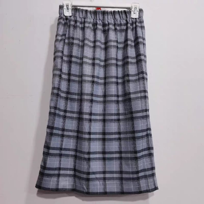 

Foreign Trade Japan Original Single Tail Goods Elastic Band Waist Back Slit Straight Skirt Classic Plaid One-Step Skirt Grey Gingham All yards