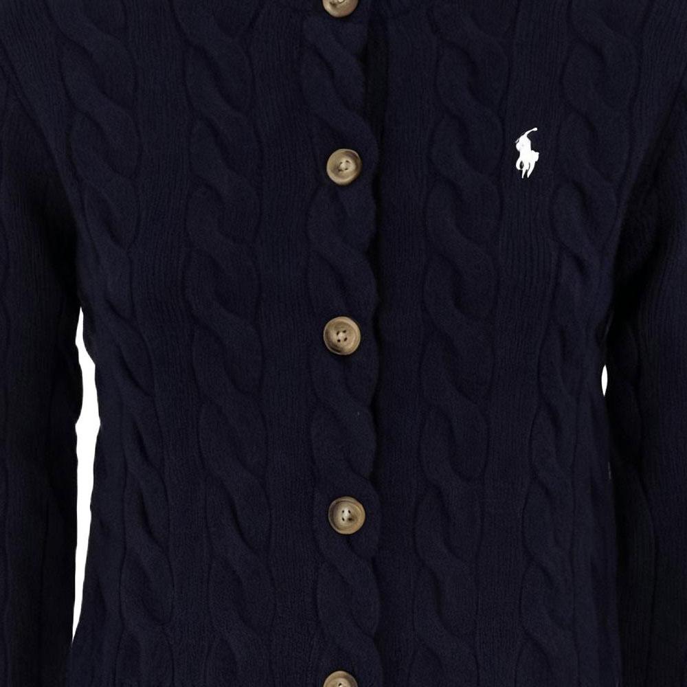 Suéter de punto trenzado liso con logo de poni pequeño bordado Polo Ralph Lauren Suéter para mujer WMPOSWENDW20090-400