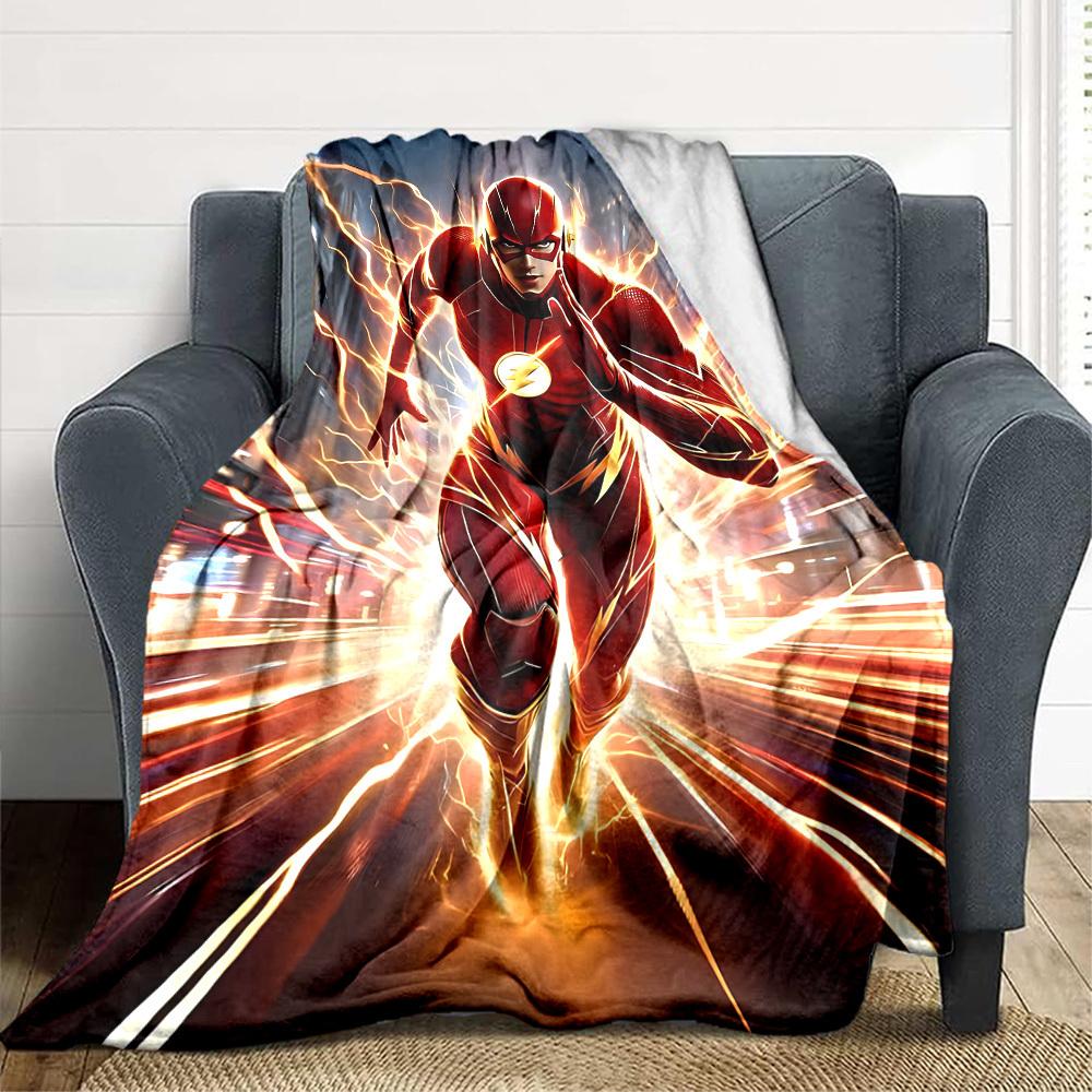 1pc Flash Speed Flannel Throw Blanket - HD Printed Lightweight Soft Warm All-Season Blanket for Sofa, Bed, Travel, Camping 150