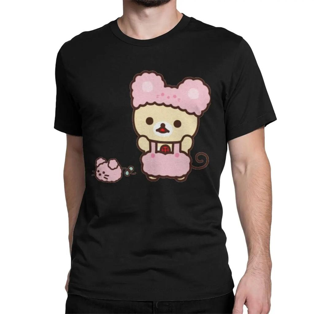 Novelty Rilakkuma Korilakkuma T-Shirts Unisex Wo Unisex Crewneck 100% Cotton T Shirt Short Sleeve Tee Shirt Plus Size Clothing
