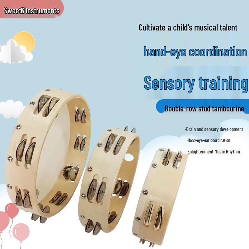 

Kindergarten Clap Drum & Bell: Orff Percussion Instrument with Double Row Bubble Nail 6 inch