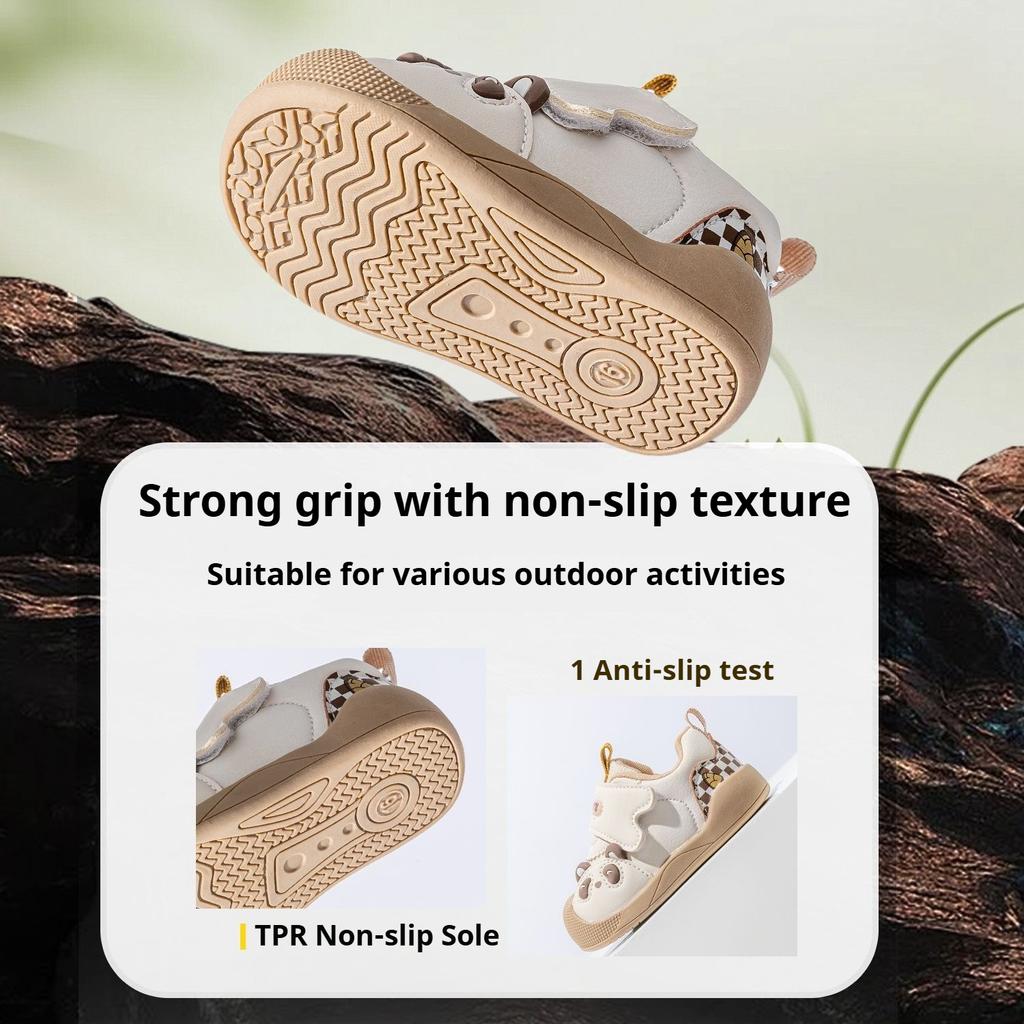 Unisex Toddler Leather Board Shoes Soft Anti-Slip Single Walking Sneakers for Baby Boys Girls