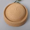 Circle Concave Top Handemad Straw Pillbox Hat Flat Top Straw Sun Hat Pillbox Cap  Women Headwear