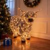 Vaca Highland de Palha Luminosa 3D 11 Polegadas de Altura Vaca de Resina Iluminada Estatueta Decoração de Jardim ao Ar Livre Quintal Gramado Casa de Fazenda Varanda Fazenda