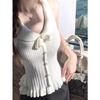 Sweet and Gentle Doll Collar Knitted Vest for Women with Summer Design Hem and Sleeveless Top for Small People To Wear Outside