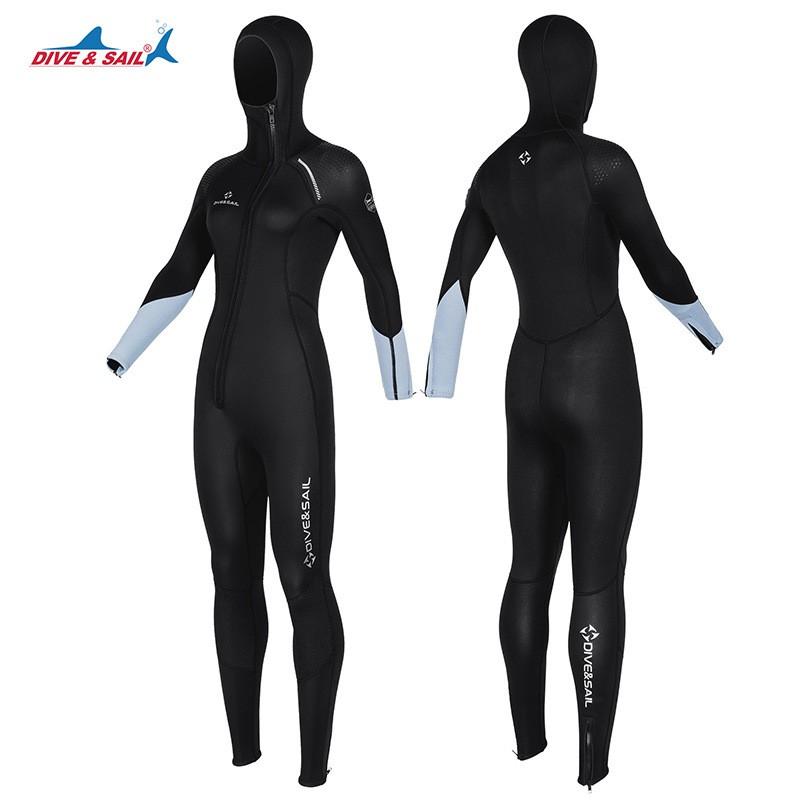 3mm Full Wetsuit Men Women - Long Sleeve Hooded Thermal Dive Suit Snorkeling Surfing Swimming