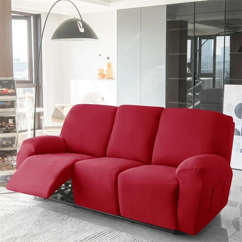 1 3 Seat Recliner Sofa Cover for Living Room Elastic Reclining Chair Cover Protection Non-slip Relax Armchair Couch Slipcovers