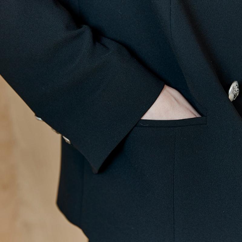 Maxza Peaked Lapel Handkerchief Double Breasted Jacket Cd05qj300on