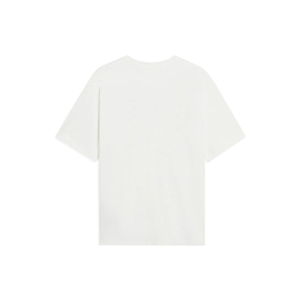 Li Ning Logo Letter Print Round Neck Short Sleeve T-Shirt Unisex Tops Off-White AHSSB17-1