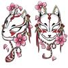 Heizi Motorcycle Helmet Sticker, Fox, Car Decal, Fox, Cherry Blossom, Cute, Stylish, Japanese Style (Diagonal & Front Facing)