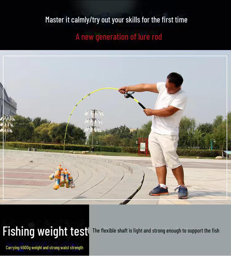 Fluorescent Yellow Soft Tail ML Adjustable Luya Fishing Rod 1.61.82.1 2.4 - Small Sea Raft Casting Rod