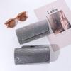 Rhinestone Car Eyeglasses Holder Luxury Sunglasses Storage Box Sun Visor Glasses Case  Vehicle