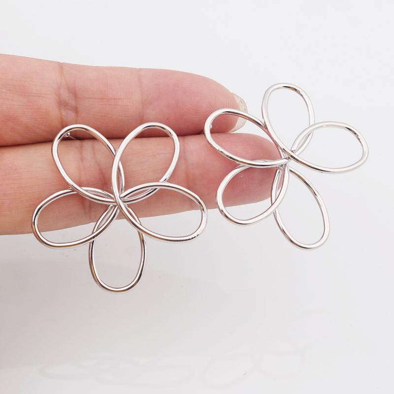 Exaggerated Flower Dangle Earrings Hollow Big Floral Knot Design Metal Drop Earrings for Women Punk Personality Jewelry