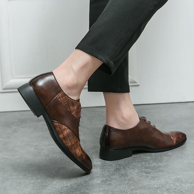 New Brown  Shoes for Men Pointed Toe Lace-up Black Men's Formal Shoes Handmade Business Size 38-48