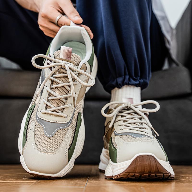 Summer Men's Breathable Mesh Sports Shoes: Trendy, Versatile, Thick-Soled, Non-Slip Casual Dad Sneakers