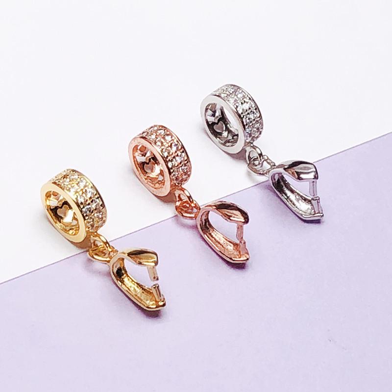 S925 Sterling Silver Gold-Plated Jade & Amber Clip-On Pendant Buckle