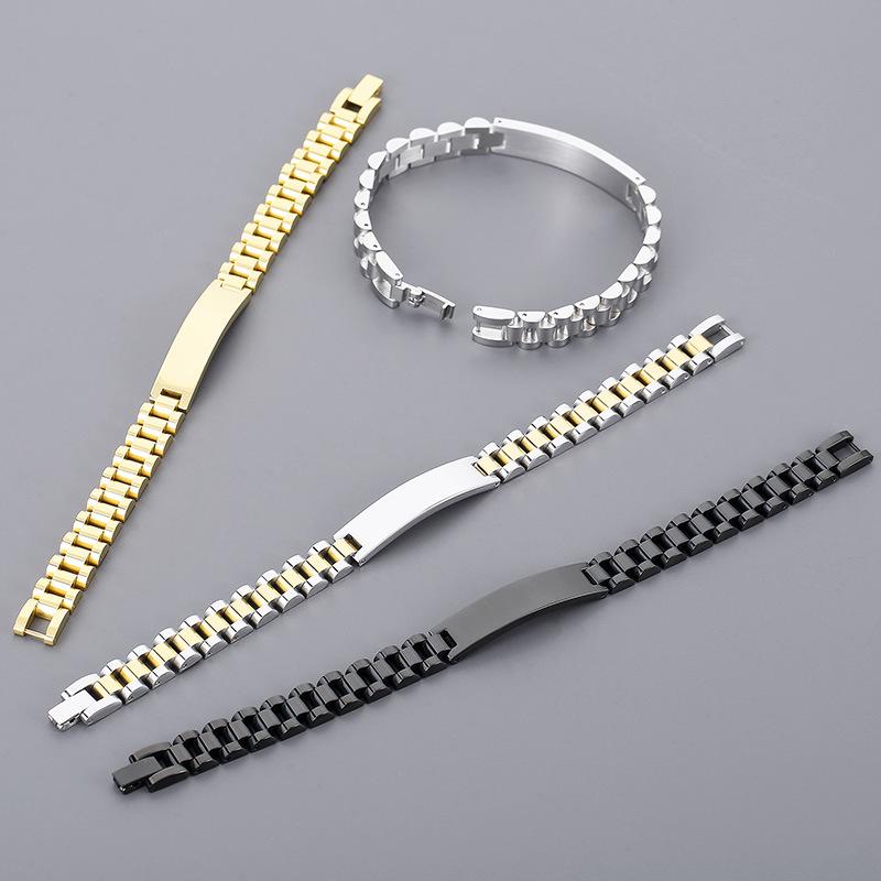 Korean Style Engravable Titanium Steel Men's Adjustable Bangle Bracelet