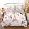 Eiffel Tower Duvet Cover Chic Paris Bedding Set Microfiber Modern French Style Romantic Theme Comforter Cover With Pillowcase