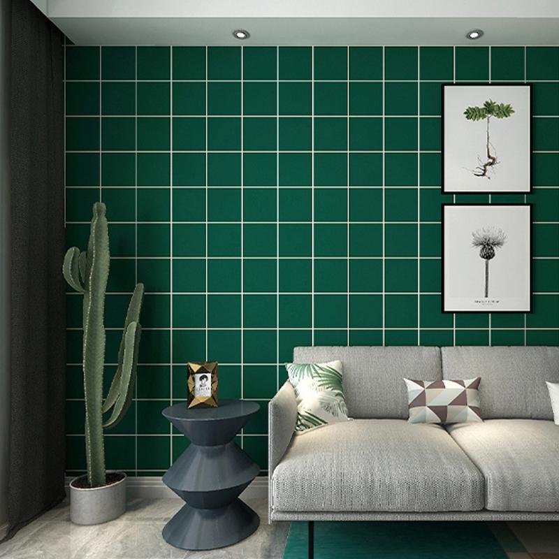 Self-adhesive Plaid Wallpaper Waterproof Home Decor Geometric Lattice Wall Paper Living Room Bathroom Yellow /Red/White/Green