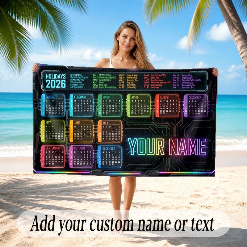 Abstract Personalized Theme Soft Beach Towel Personalized Custom Name Text Towel Portable for Beach Pool Travel